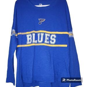 NHL Brand Women's St. Louis Blues Jersey Style Pullover Sweatshirt Sz XL
